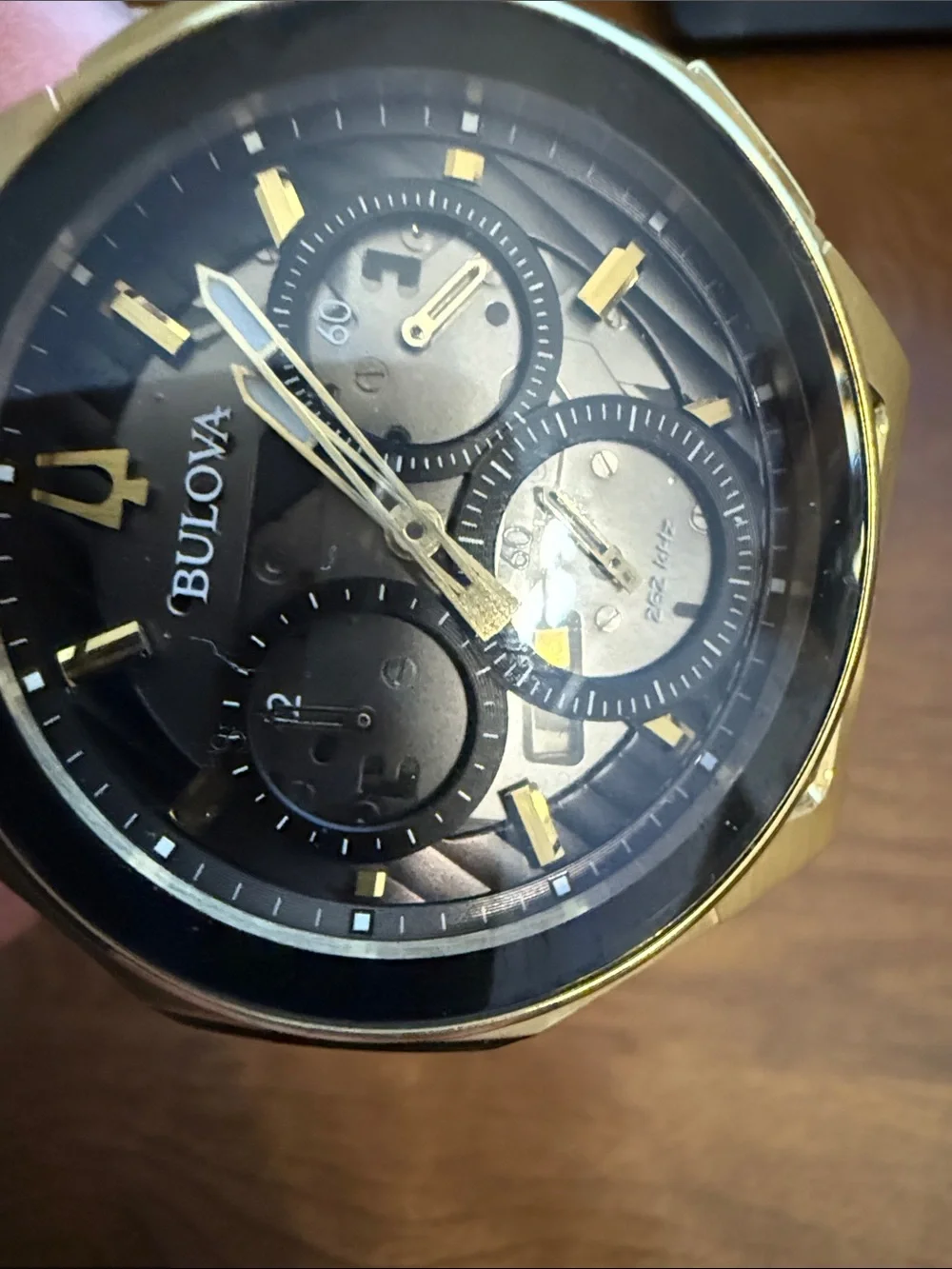 Bulova Gold and Black Chronograph Bracelet Watch